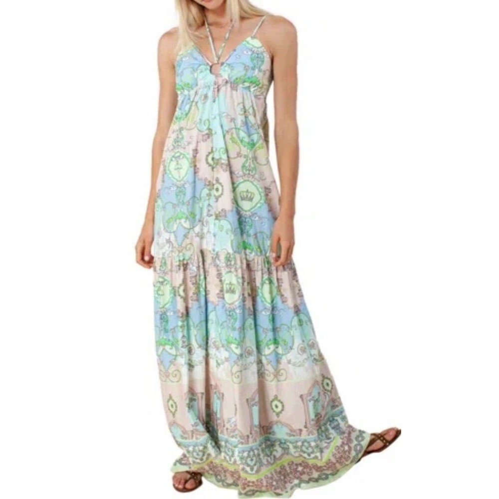 Hale Bob Maxi Dress Summer Fairy Unicorn Whimsical Cotton Tiered Sundress NWT M